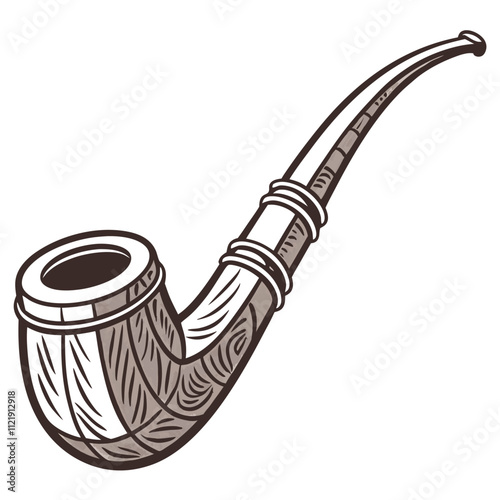 Wooden smoking pipe vector illustration isolated on white background