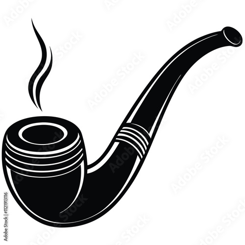 Wooden smoking pipe silhouette vector illustration isolated on white background