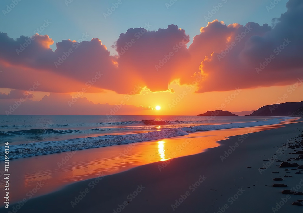 Obraz premium sunset beach peaceful gentle fading