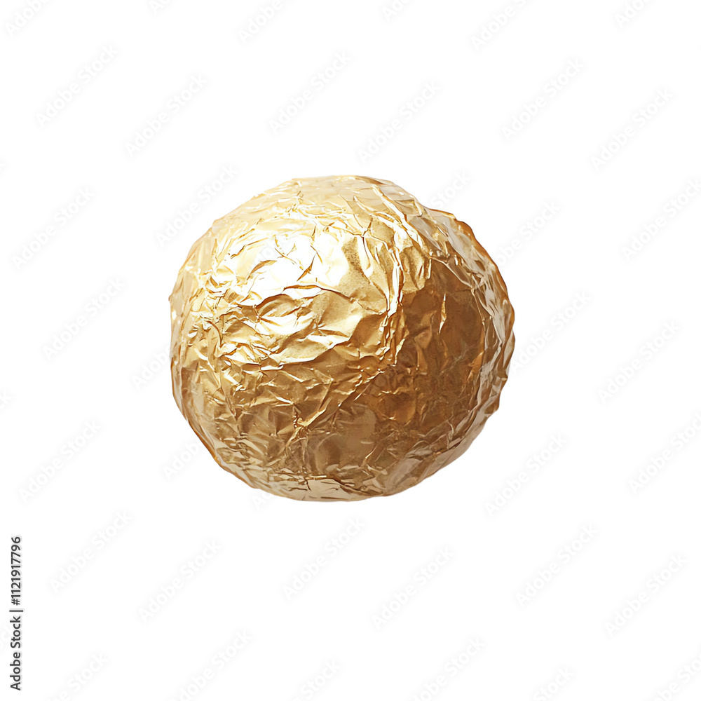 Obraz premium A Gold Foil Wrapped Chocolate Ball PNG