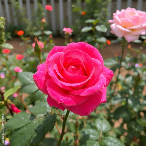 pink roses in garden