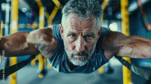 An active adult participating in a high-intensity interval training class at a local gym, pushing through challenging exercises photo