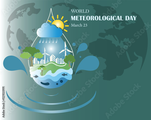 Banner design with a beautiful art and illustration about World Meteorological Day.