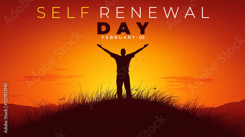 Self-Renewal Day. happy man concept.