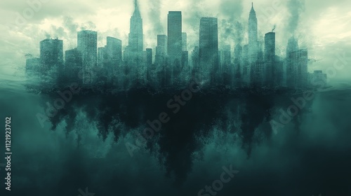 Submerged Metropolis: A Dystopian Cityscape