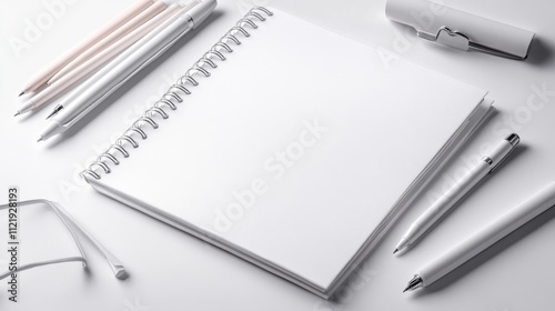 Minimal corporate swag kit isolated on white background. Generative AI