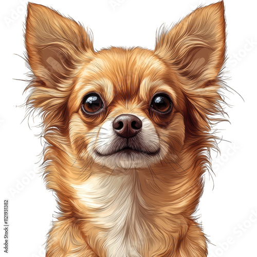 Focused Chihuahua with Expressive Eyes on Plain White Background