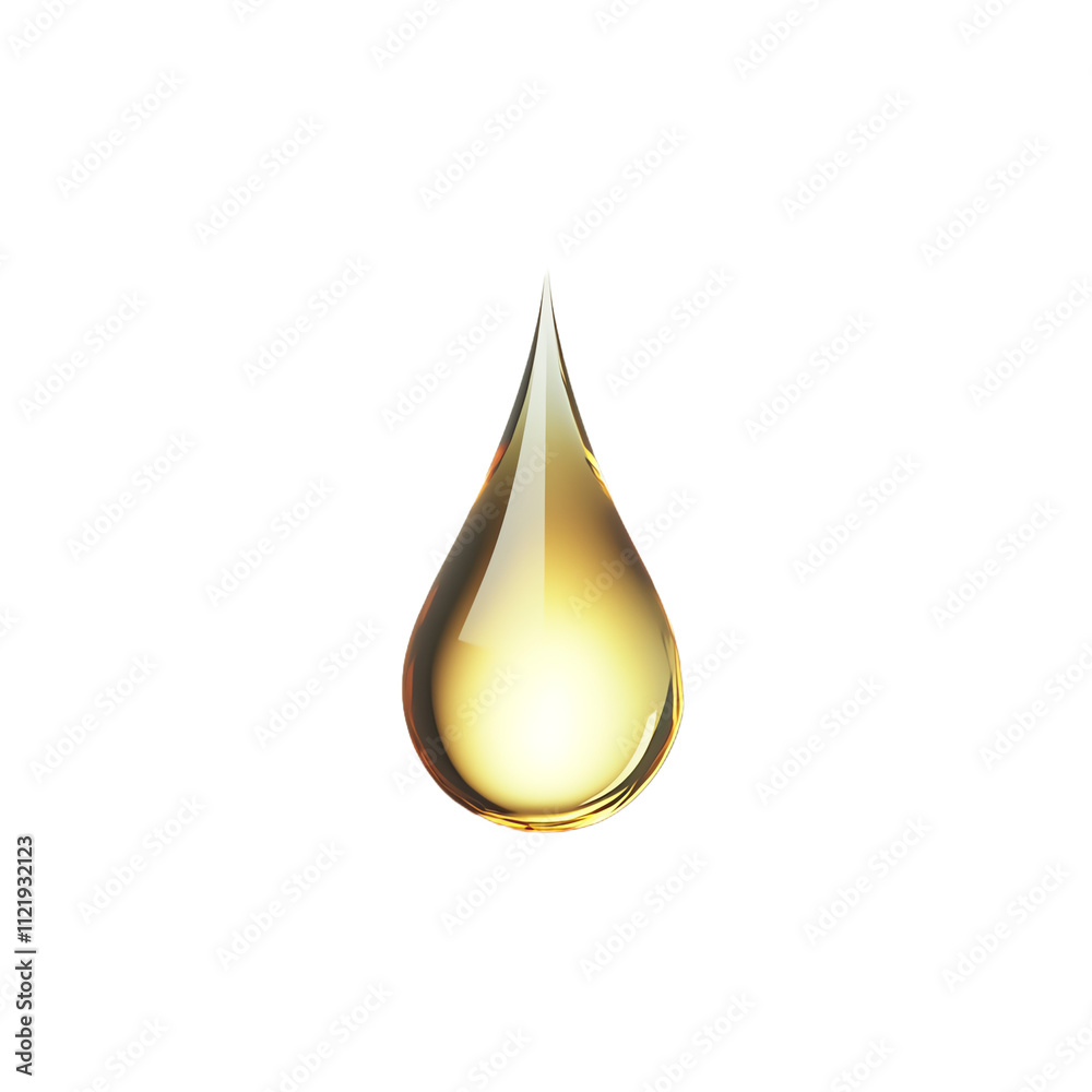 Fototapeta premium A Small Orange Juice Droplet Glowing Against a Plain White PNG