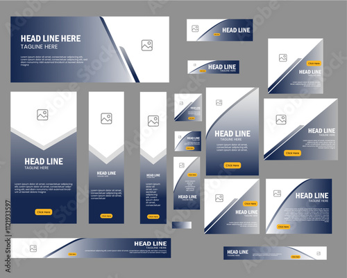 Social media banners design web template set. Futuristic technology banners layout vector.