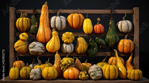 A photo of a variety of gourds photo