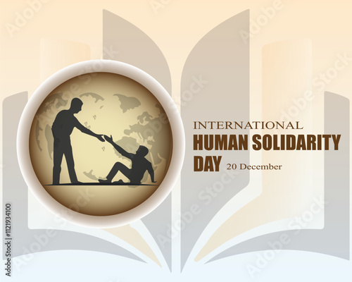 Banner design with a beautiful art and illustration about International Human Solidarity Day.