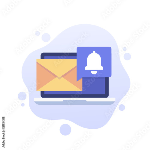 email notification vector illustration with a laptop