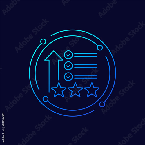 high standards icon with checklist, linear design