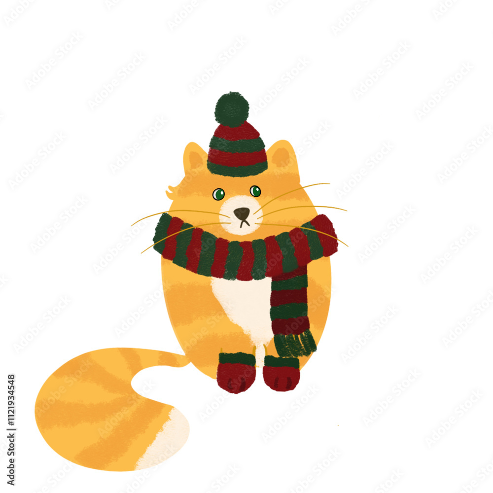 custom made wallpaper toronto digitalFluffy cute kitten with scarf, hat and mittens