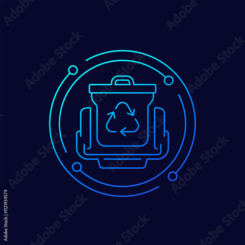 trash compactor icon, linear design