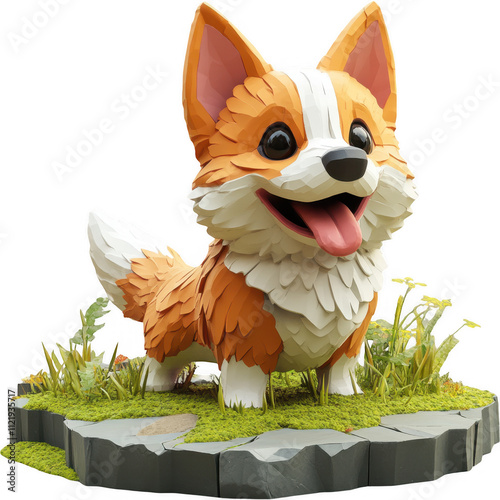 Whimsical Anthropomorphic Dog Character in a Magical Forest Scene