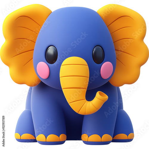 Vibrant Blue Elephant Plush Toy with Yellow Ears and Orange Sunglasses