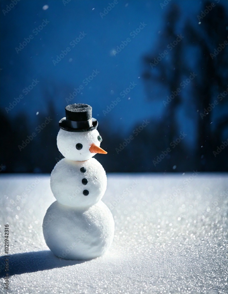 Obraz premium Snowman Under Starry Winter Sky