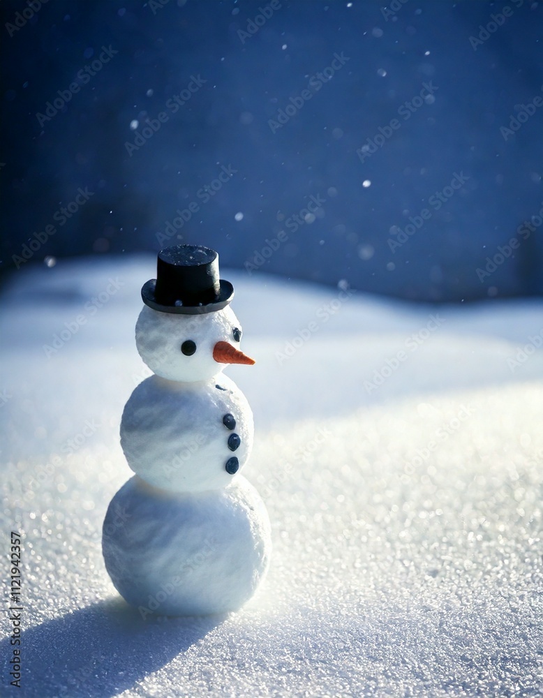 Fototapeta premium Snowman in Glittering Snowfield