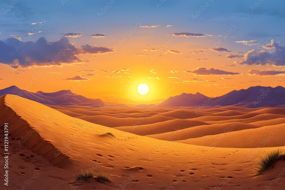 Naklejka premium sunset over the desert