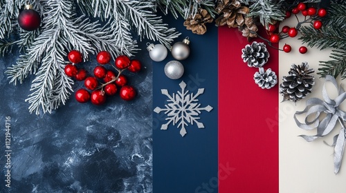 christmas background with branches and decorations