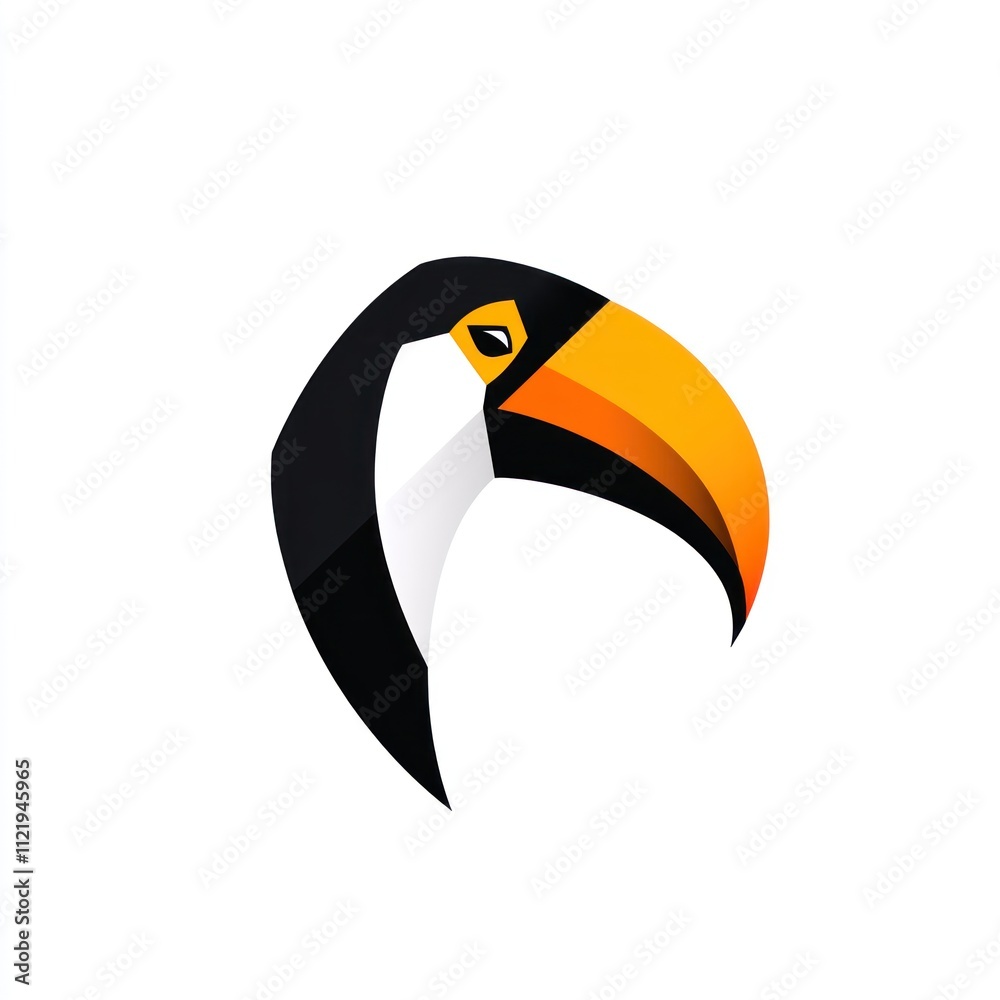Naklejka premium Abstract toucan head profile, geometric design.
