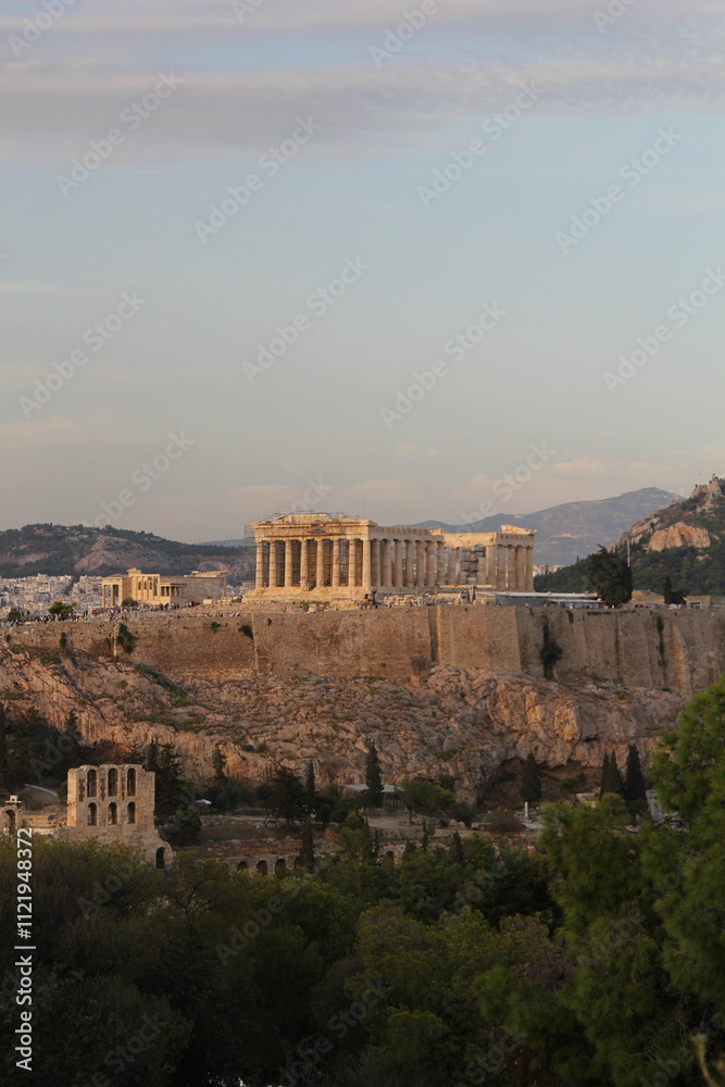 Fototapeta premium ancient greek temple at sunset in Athens, Greece