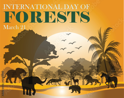 Banner design with a beautiful art and illustration about International Day of Forests.