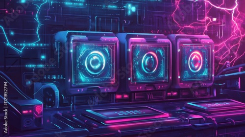 Futuristic digital interface with glowing elements and sleek design.