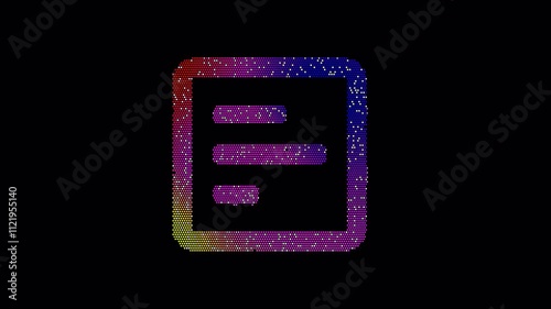 Icon poll is made up of LED square shapes that shimmer and flicker. There are black dead diodes. In-Out looped. Alpha BW at the end