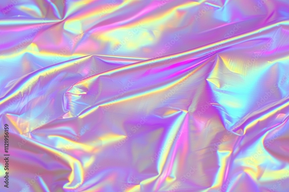 Fototapeta premium seamless of Close-up of ethereal pastel neon blue, purple, lavender, pink holographic metallic foil background