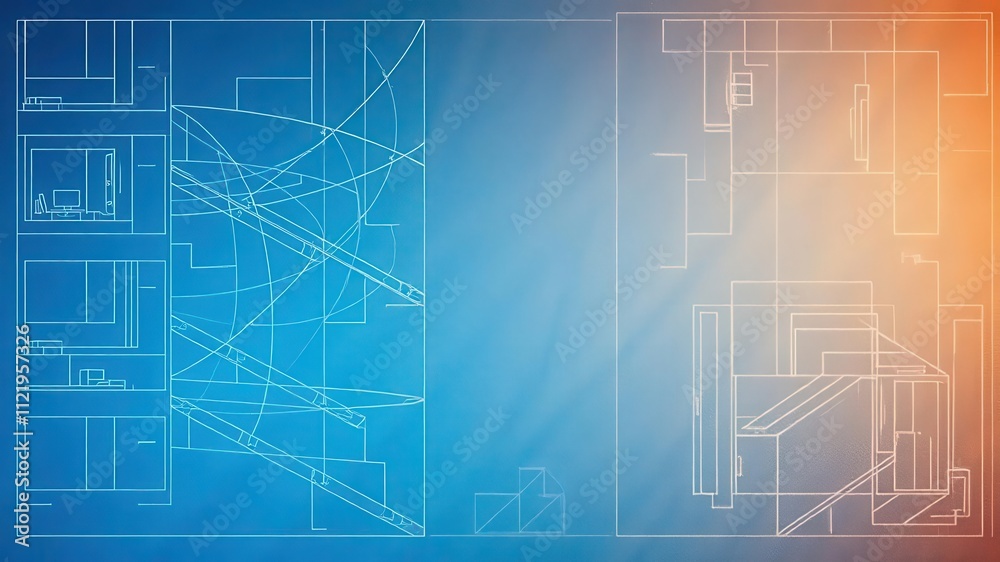 Fototapeta premium A mockup featuring a blueprint poster photo effect, perfect for showcasing architectural designs or artistic creations, artistic, creative, poster