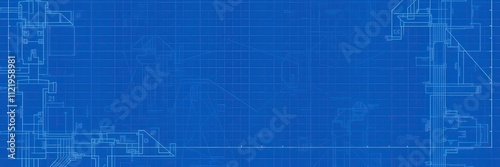 Wallpaper Mural Blue print photo effect of architectural blueprint with faded blue lines and white background, blueprint style, blueprint template, digital Torontodigital.ca