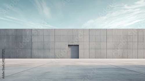 Wallpaper Mural Modern Concrete Wall  Roller Door  Empty Plaza  Sky  Industrial Building Exterior Torontodigital.ca