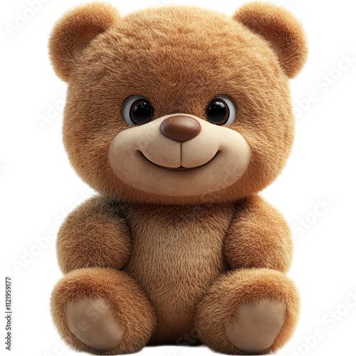 Cute and Classic Teddy Bear Sitting Against a Plain Background - Soft Lighting for Cozy Feel