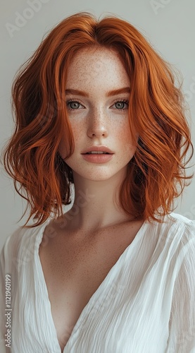 Red-Haired Woman in a White Blouse