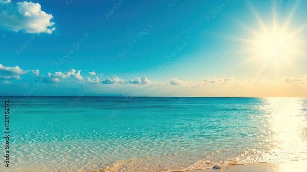 Obraz premium Fine beach sand glistening under the radiant summer sun, paradise, summer