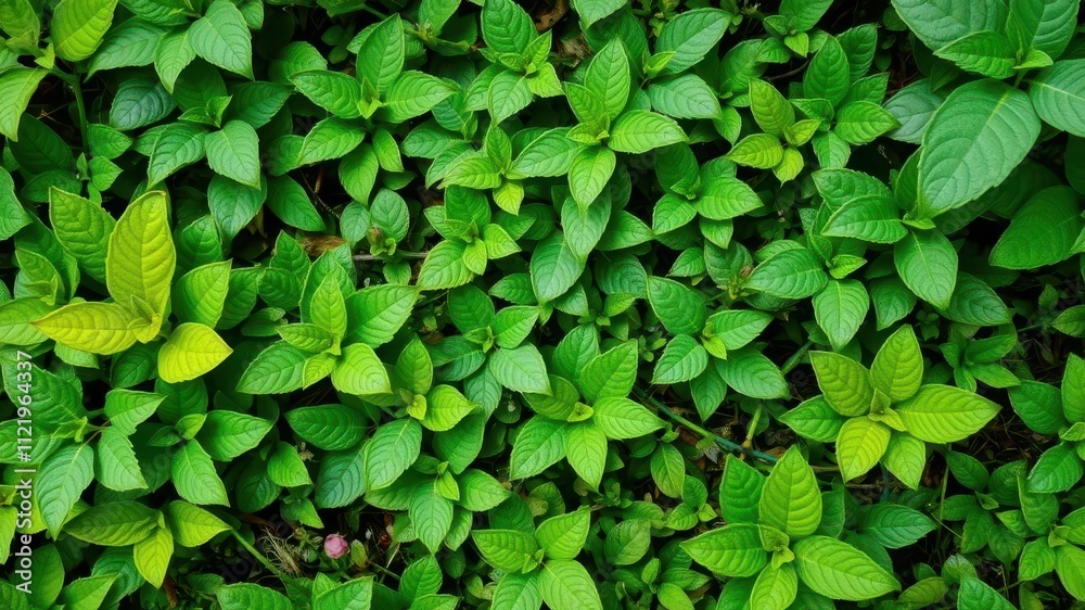 Fototapeta premium Lush green foliage background with vibrant texture, organic, background
