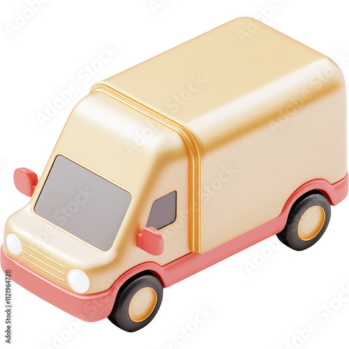 Animated 3D Vibrant Yellow Luxury Delivery Van - Side View for Advertising Logistics
