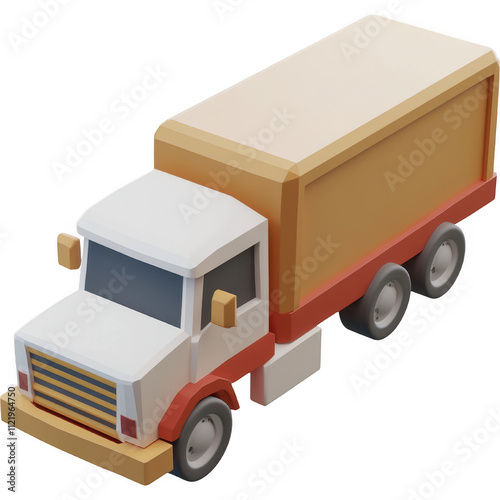 Cartoon-style Flat Design of a Yellow & White Cargo Truck background removal
