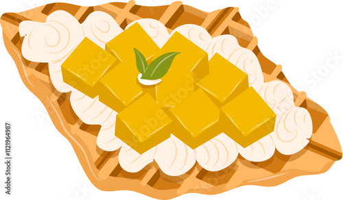 Croffle illustration. Waffle illustration. Croissant illustration.