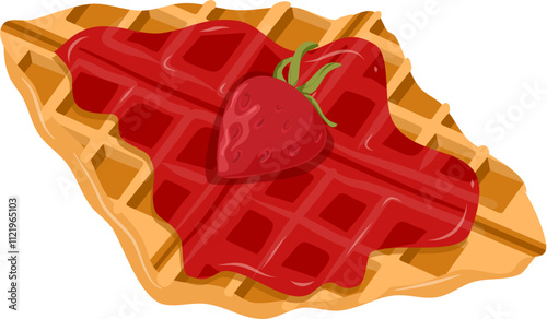 Croffle illustration. Waffle illustration. Croissant illustration.