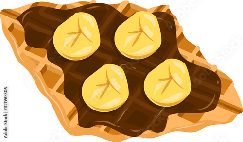 Croffle illustration. Waffle illustration. Croissant illustration.