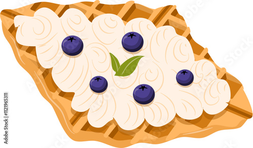 Croffle illustration. Waffle illustration. Croissant illustration.