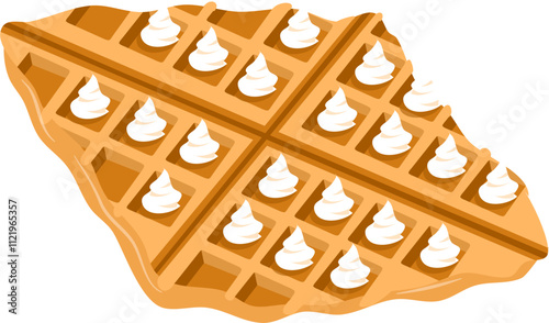 Croffle illustration. Waffle illustration. Croissant illustration.