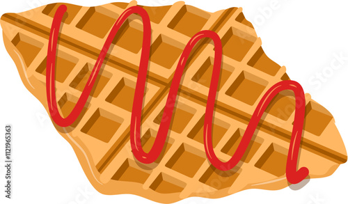 Croffle illustration. Waffle illustration. Croissant illustration.