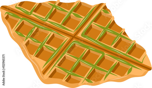 Croffle illustration. Waffle illustration. Croissant illustration.