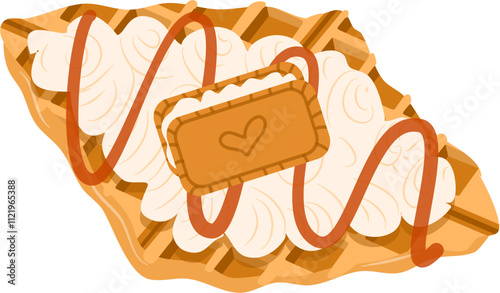 Croffle illustration. Waffle illustration. Croissant illustration.