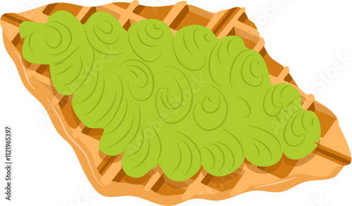 Croffle illustration. Waffle illustration. Croissant illustration.
