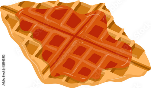 Croffle illustration. Waffle illustration. Croissant illustration.